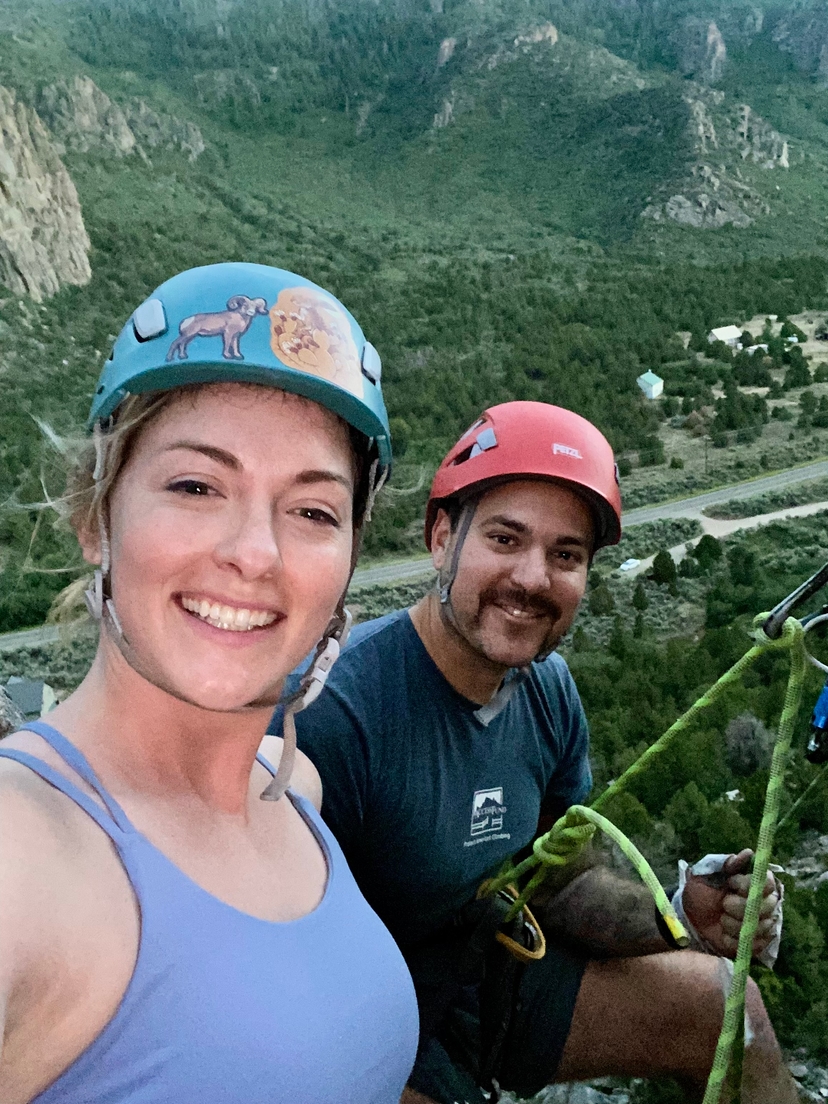 Max and Kim climbing at Unaweep Canyon near Grand Junction, Colorado